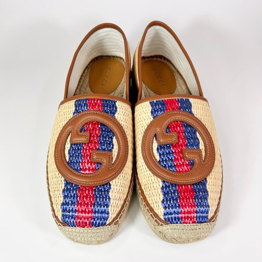 Gucci Interlocking G Raffia Leather Espadrille - Men’s 10.5 - Picture 4 of 8